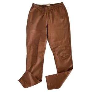 Neiman Marcus | Exclusive Women's Brown Elastic Waist Leather Pants Size Medium